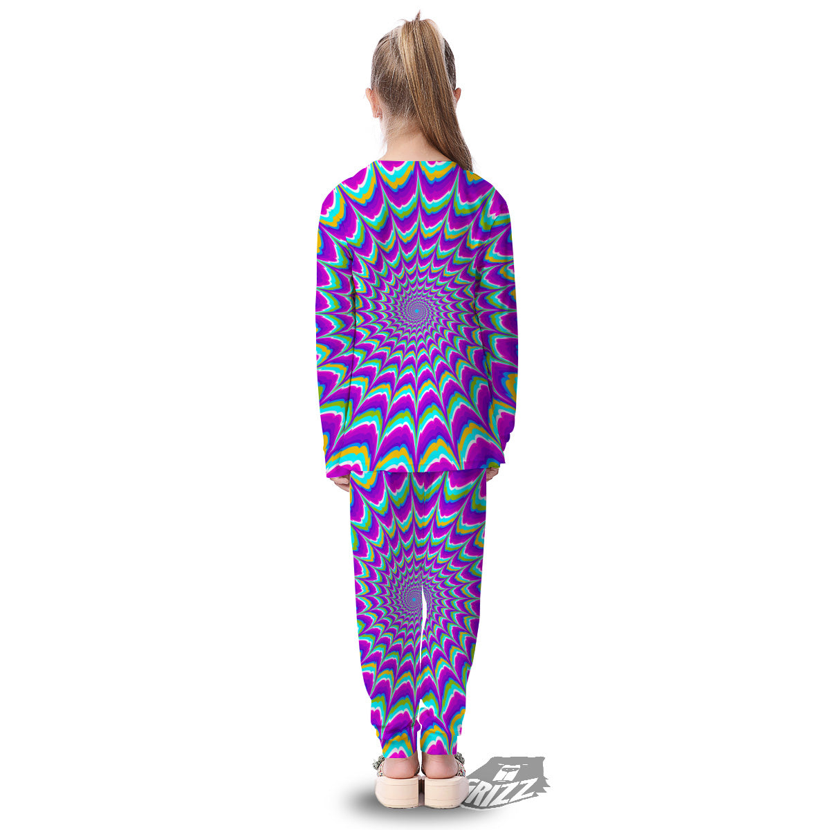 Moving Optical Illusion Purple Dizzy Kid's Pajamas-grizzshop