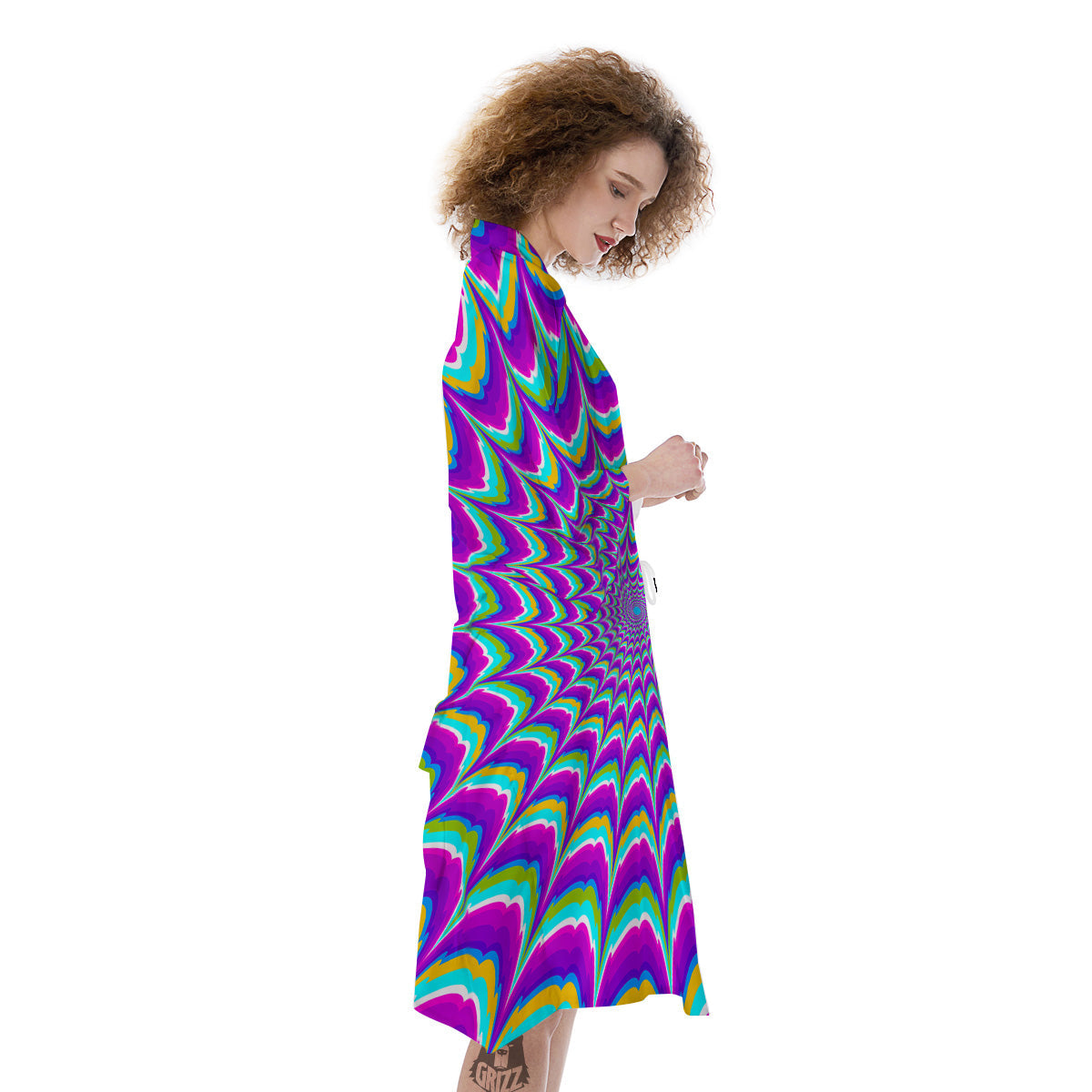 Moving Optical Illusion Purple Dizzy Kimono-grizzshop