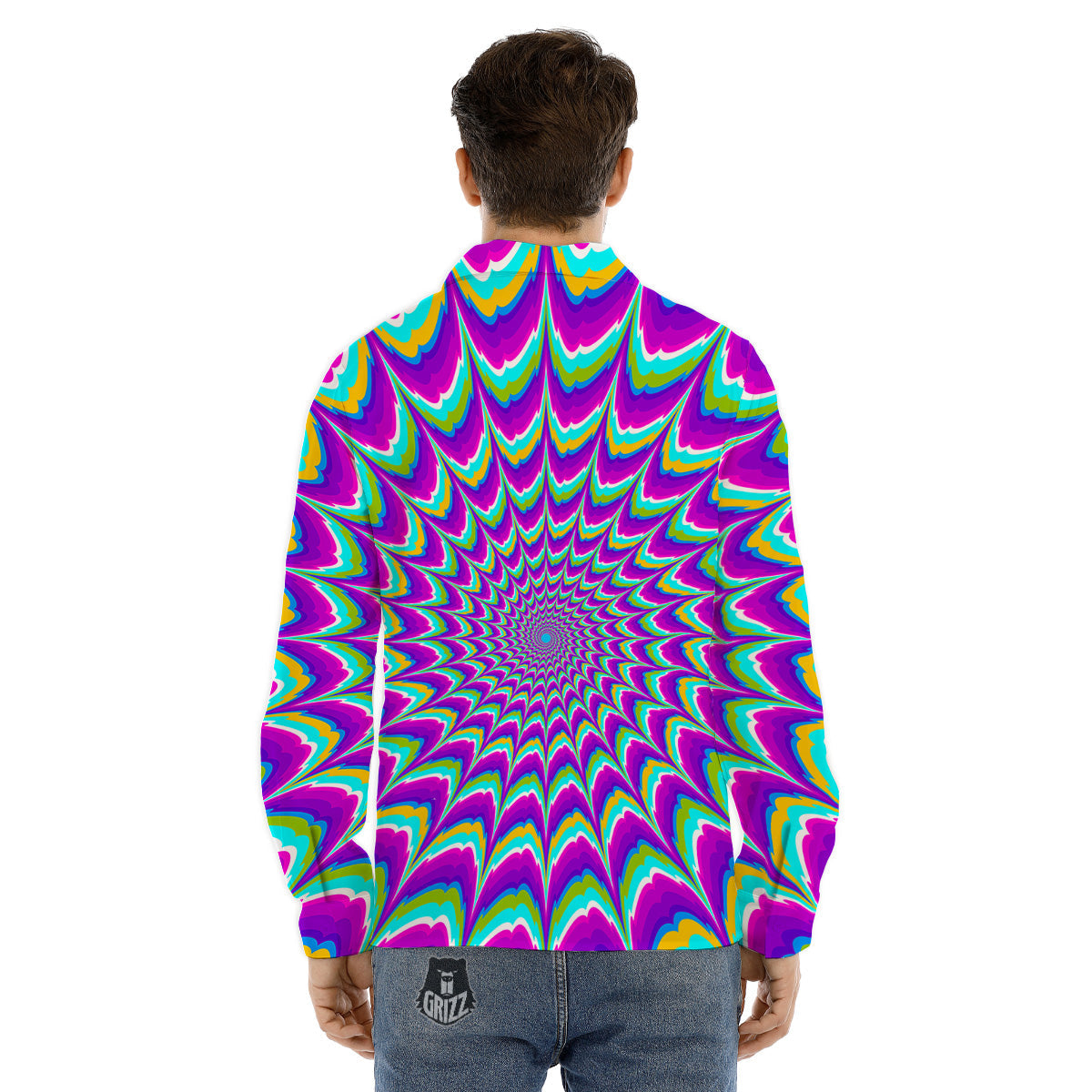 Moving Optical Illusion Purple Dizzy Men's Dress Shirts-grizzshop