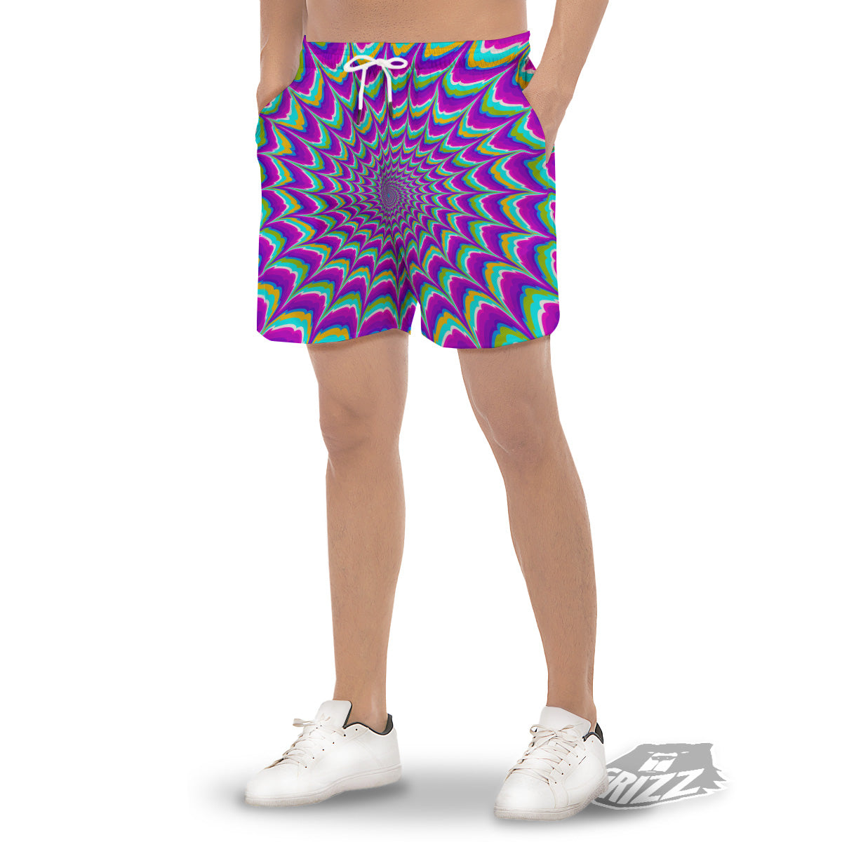 Moving Optical Illusion Purple Dizzy Men's Gym Shorts-grizzshop