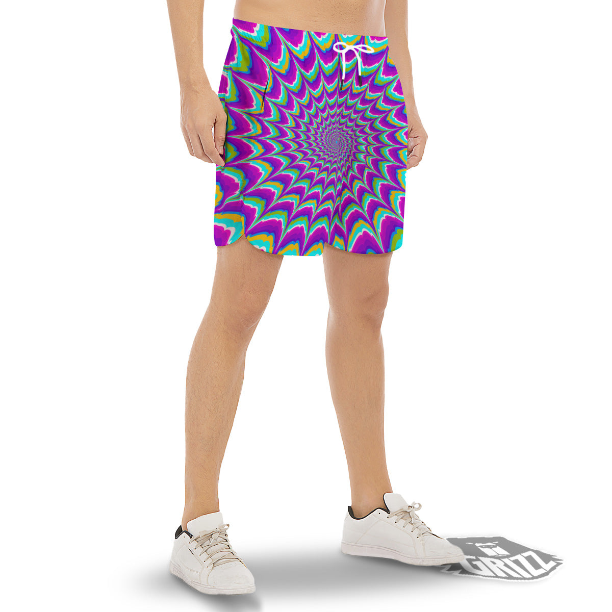 Moving Optical Illusion Purple Dizzy Men's Gym Shorts-grizzshop