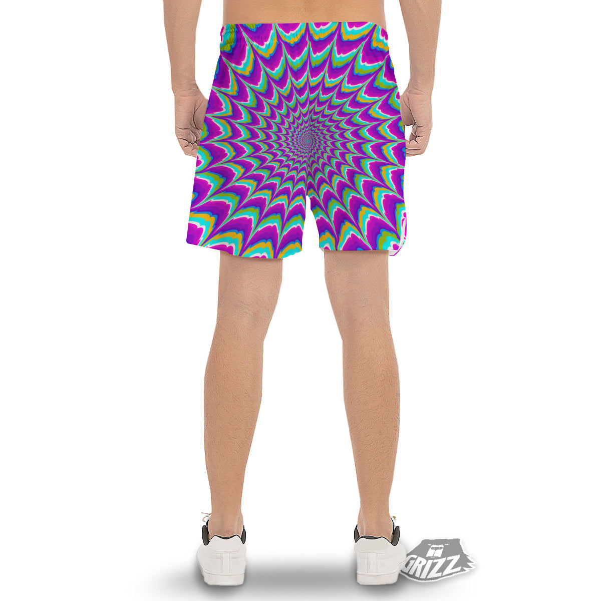 Moving Optical Illusion Purple Dizzy Men's Gym Shorts-grizzshop