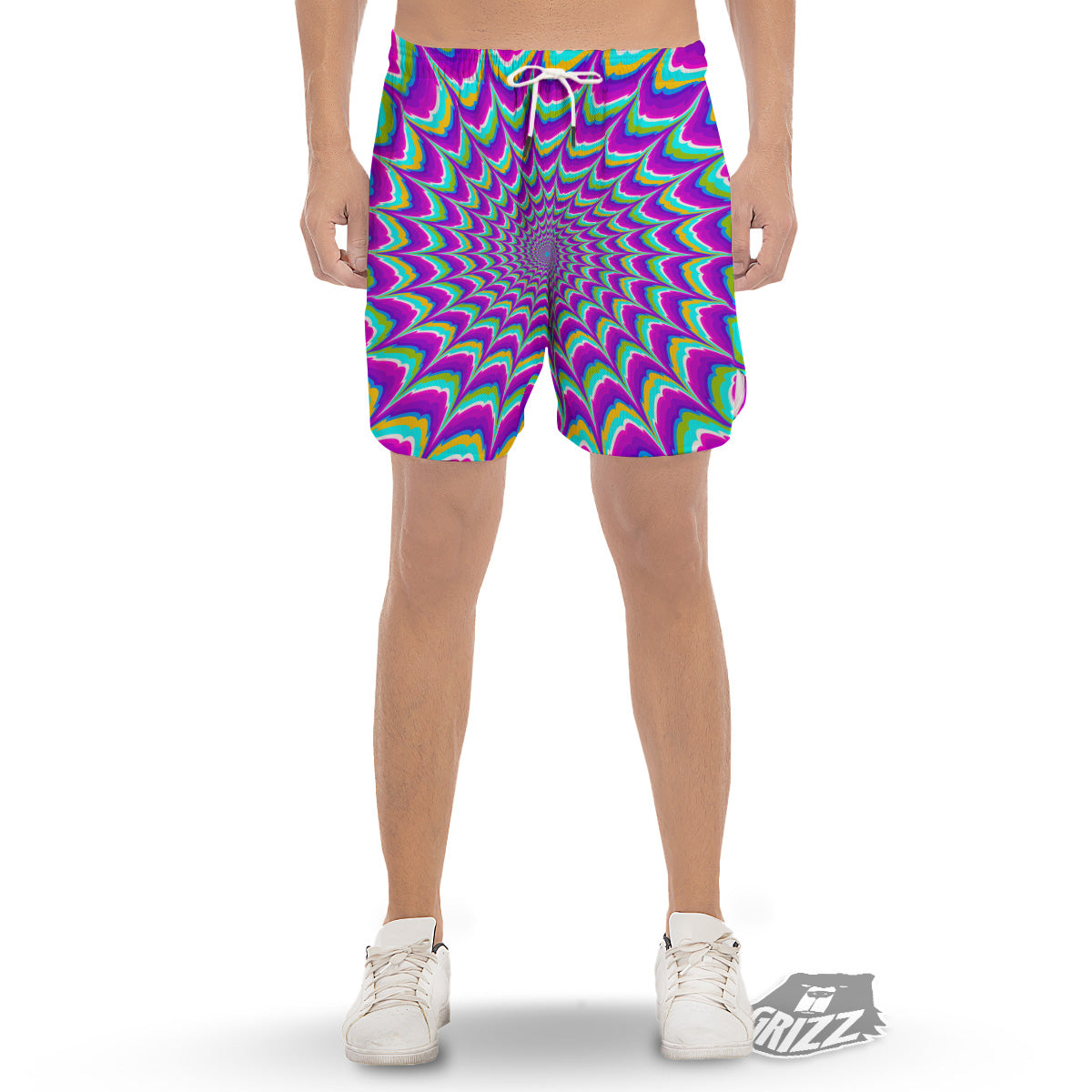 Moving Optical Illusion Purple Dizzy Men's Gym Shorts-grizzshop