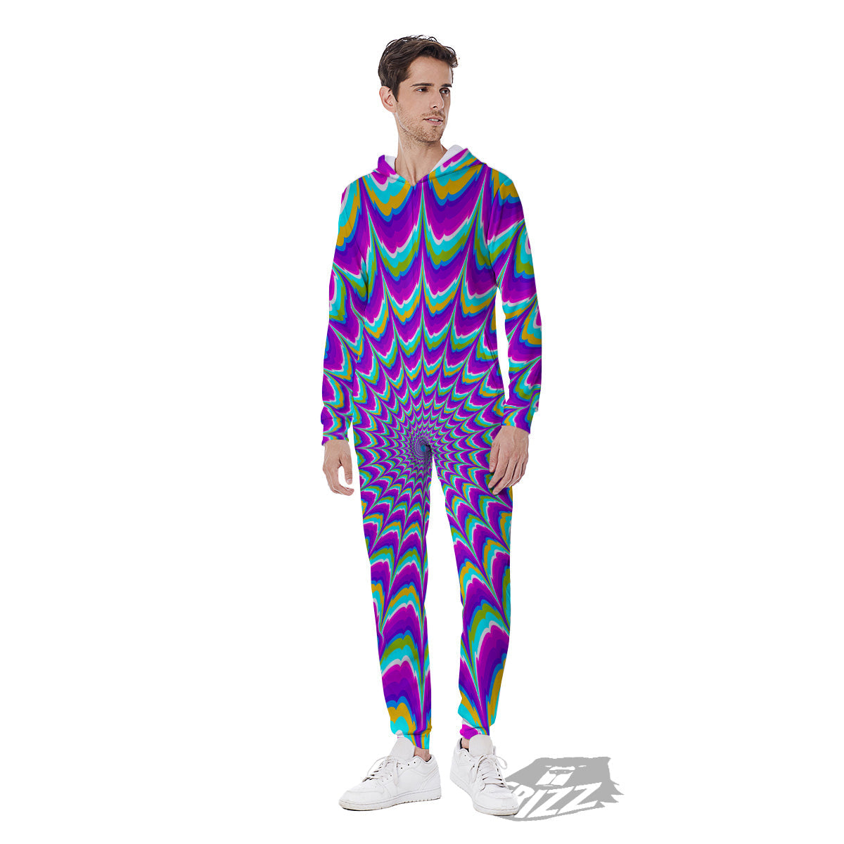 Moving Optical Illusion Purple Dizzy Men's Jumpsuit-grizzshop