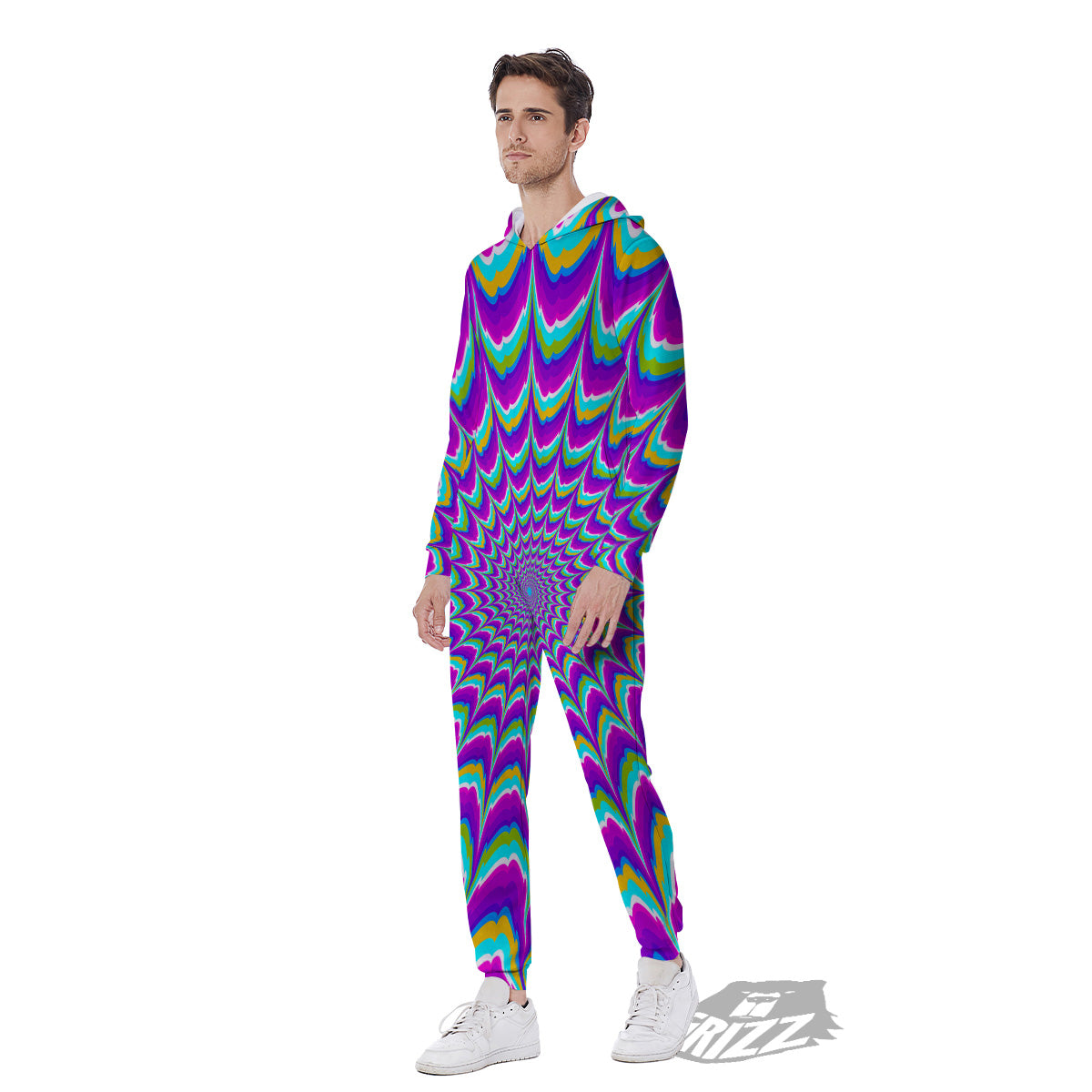 Moving Optical Illusion Purple Dizzy Men's Jumpsuit-grizzshop