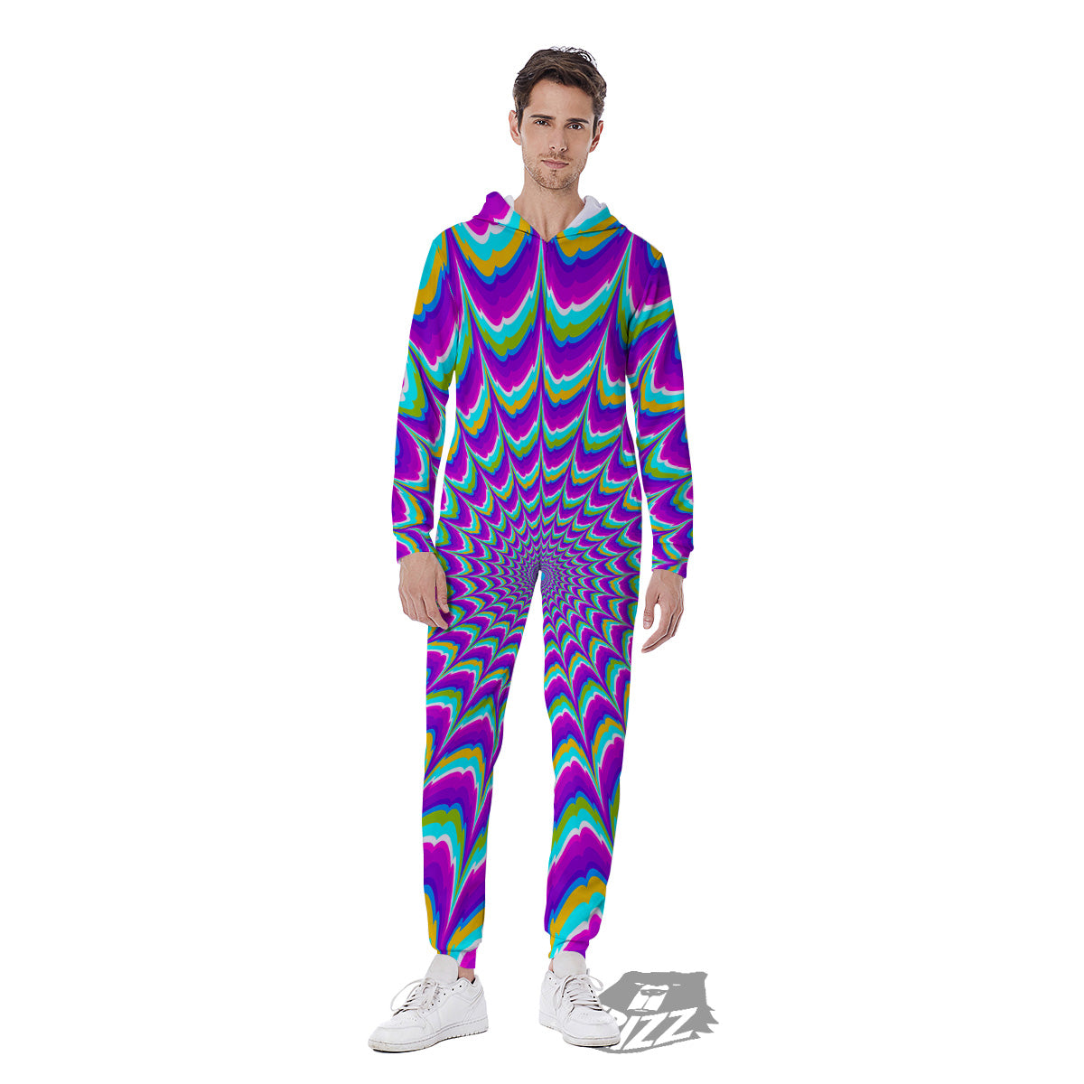 Moving Optical Illusion Purple Dizzy Men's Jumpsuit-grizzshop
