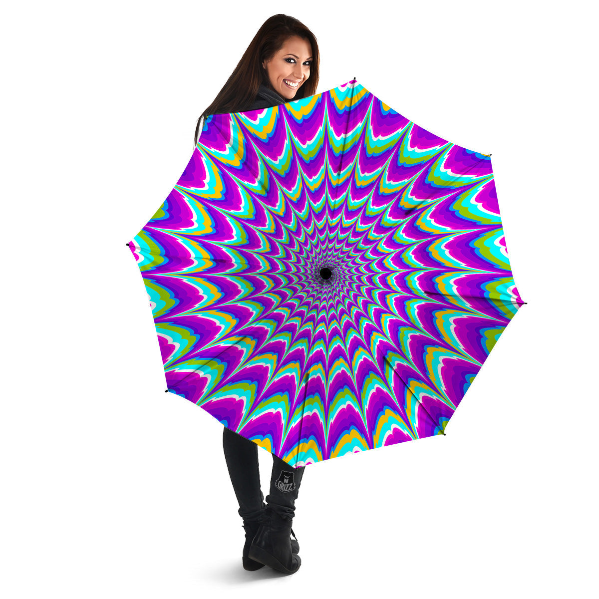 Moving Optical Illusion Purple Dizzy Umbrella-grizzshop