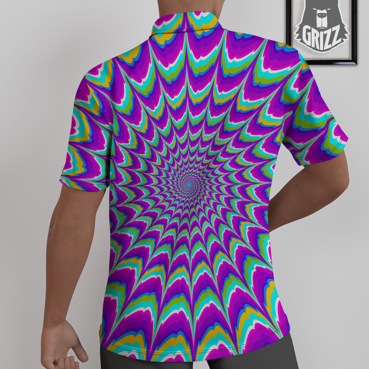 Moving Optical Illusion Purple Dizzy Untucked Shirts-grizzshop