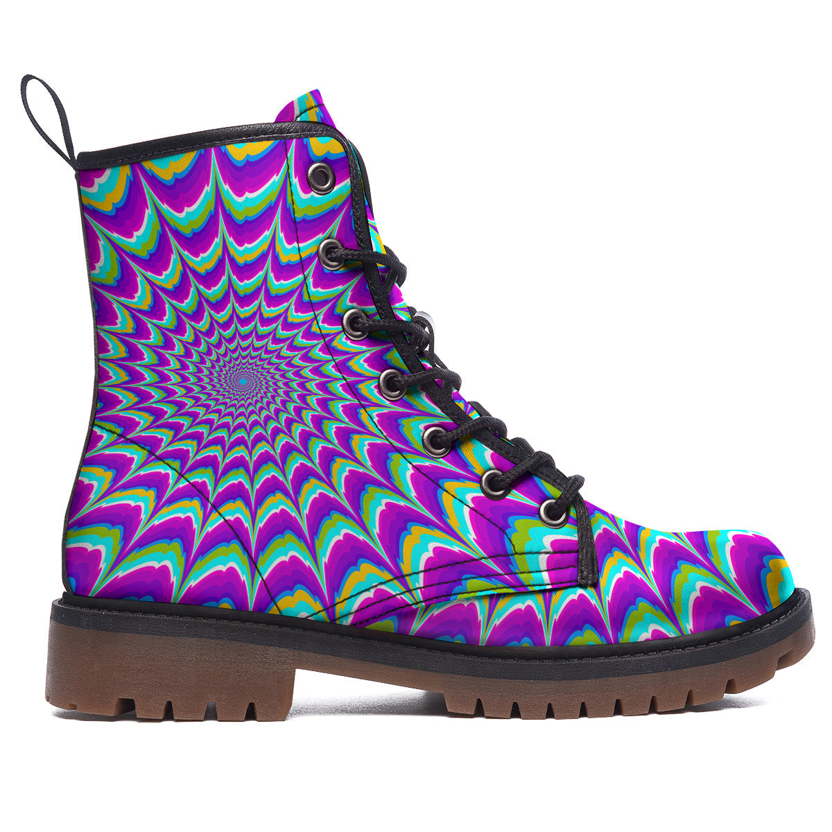 Moving Optical Illusion Purple Dizzy Work Boots-grizzshop