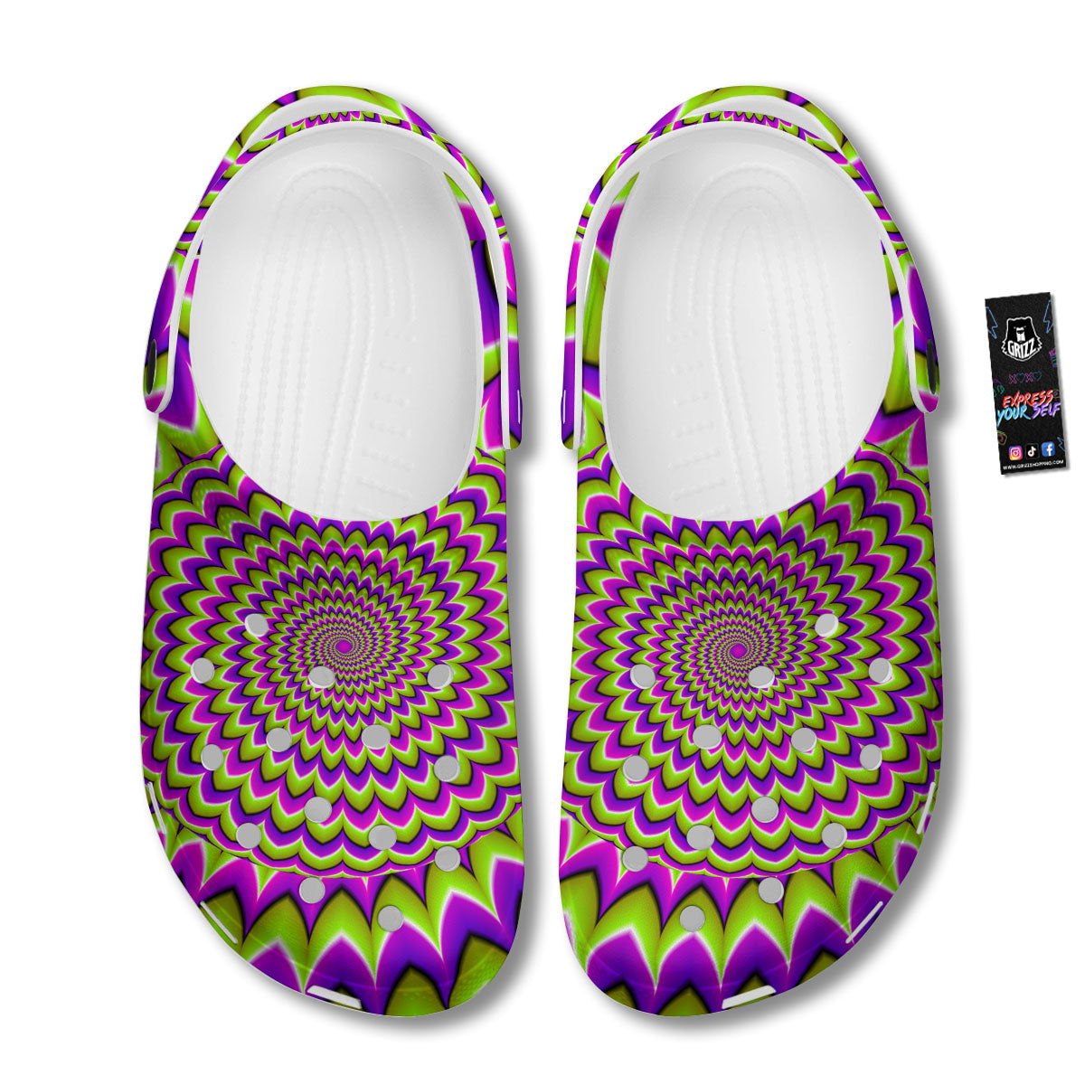 Moving Optical Illusion Spiky Spiral Clog-grizzshop