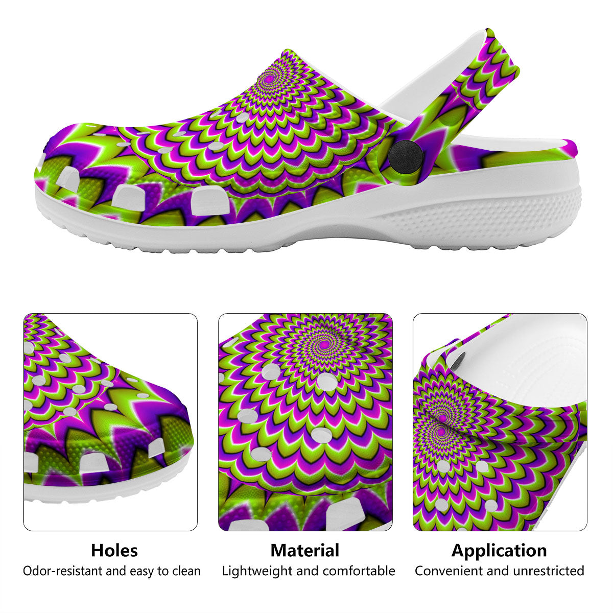 Moving Optical Illusion Spiky Spiral Clog-grizzshop