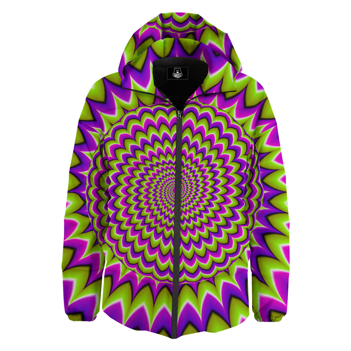 Moving Optical Illusion Spiky Spiral Down Jacket-grizzshop