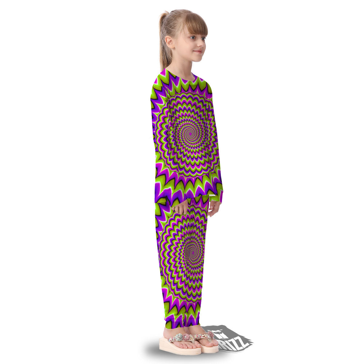 Moving Optical Illusion Spiky Spiral Kid's Pajamas-grizzshop