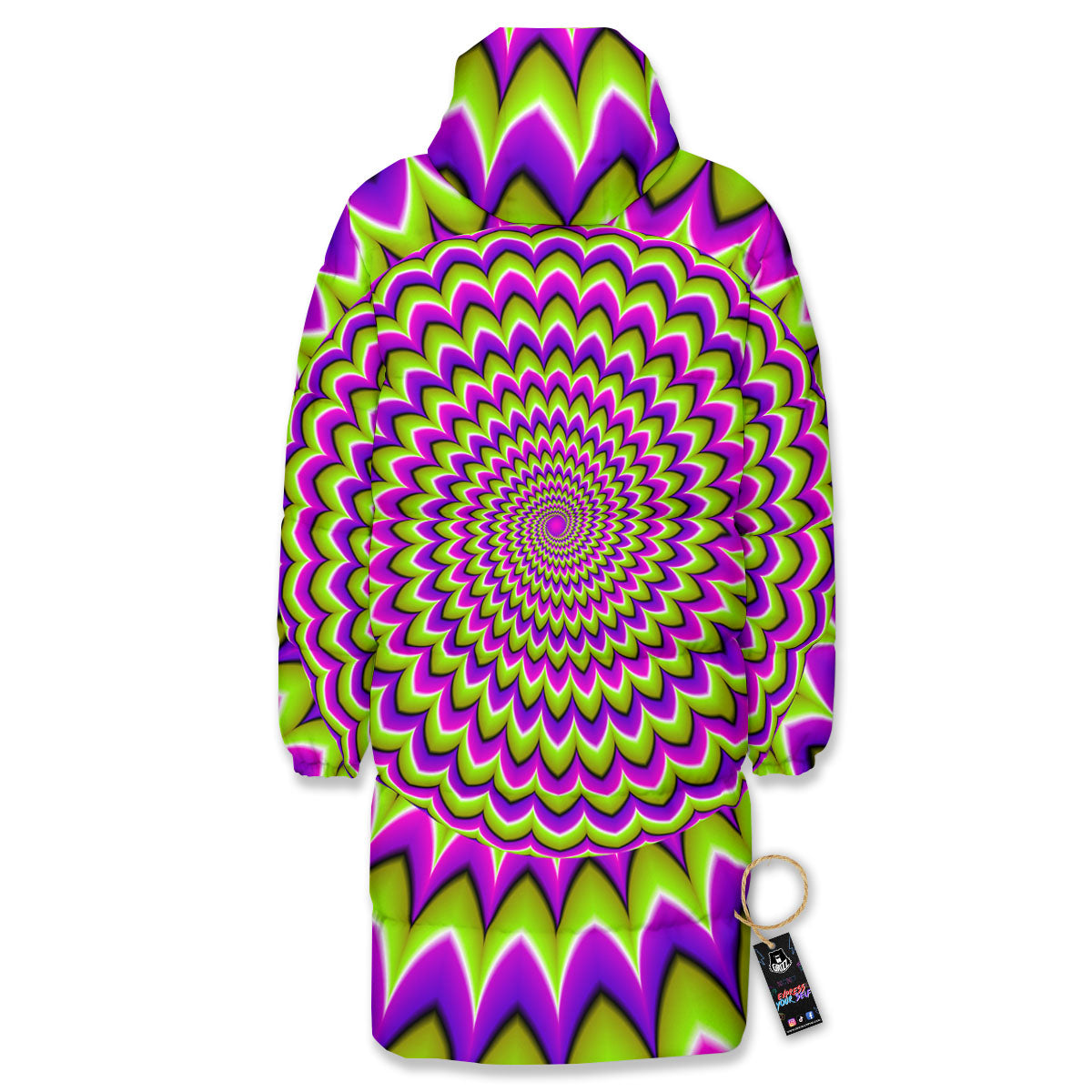 Moving Optical Illusion Spiky Spiral Long Down Jacket-grizzshop