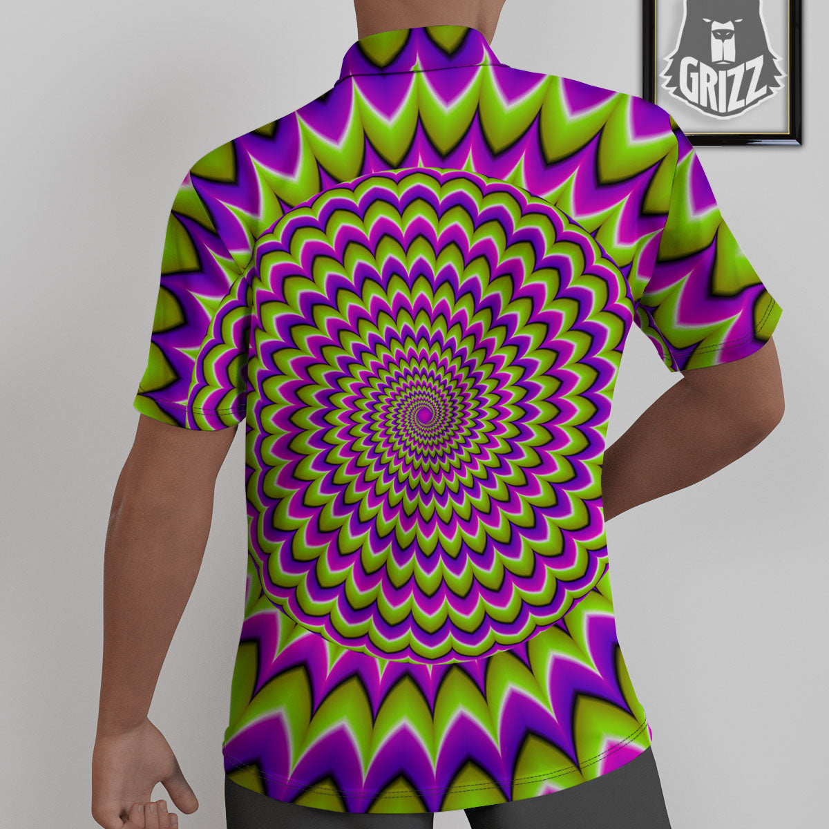 Moving Optical Illusion Spiky Spiral Untucked Shirts-grizzshop