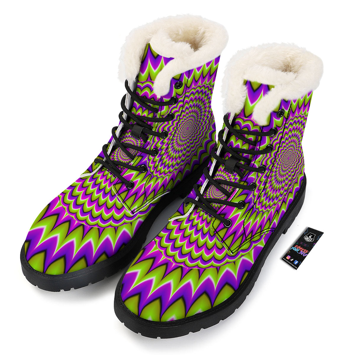 Moving Optical Illusion Spiky Spiral Winter Boots-grizzshop