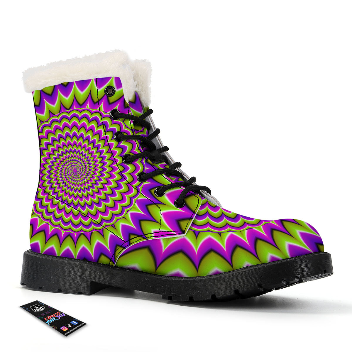 Moving Optical Illusion Spiky Spiral Winter Boots-grizzshop