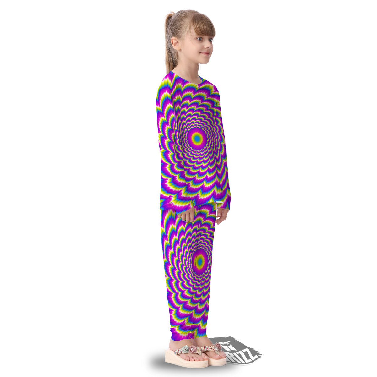 Moving Optical Illusion Spiral Colors Kid's Pajamas-grizzshop