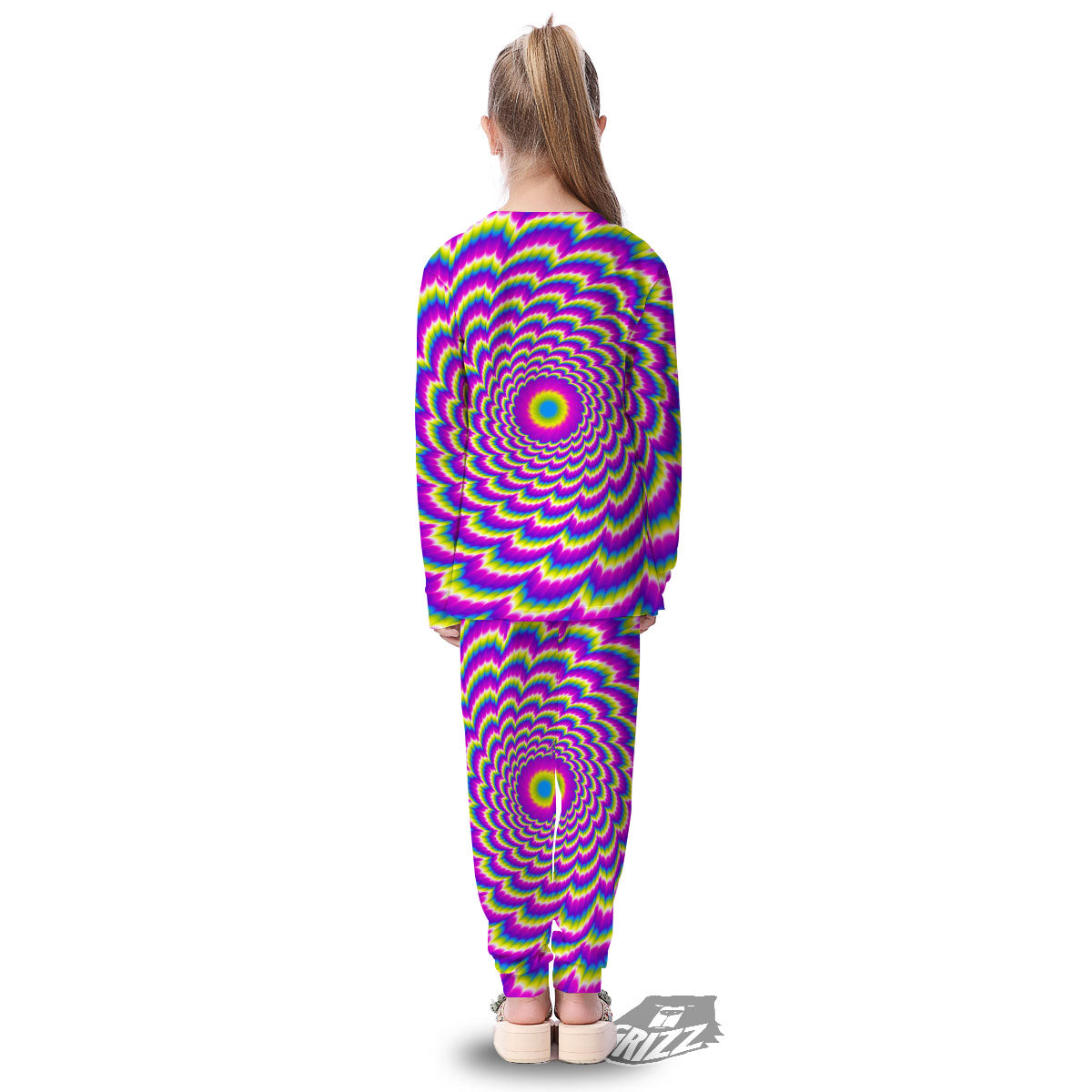 Moving Optical Illusion Spiral Colors Kid's Pajamas-grizzshop