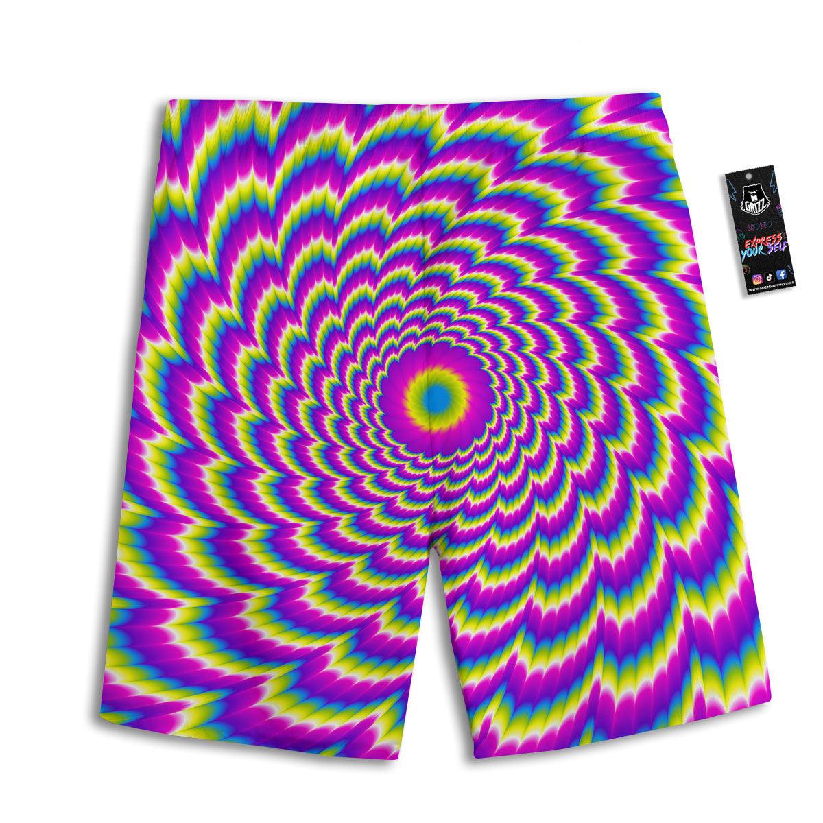 Moving Optical Illusion Spiral Colors Men's Athletic Shorts