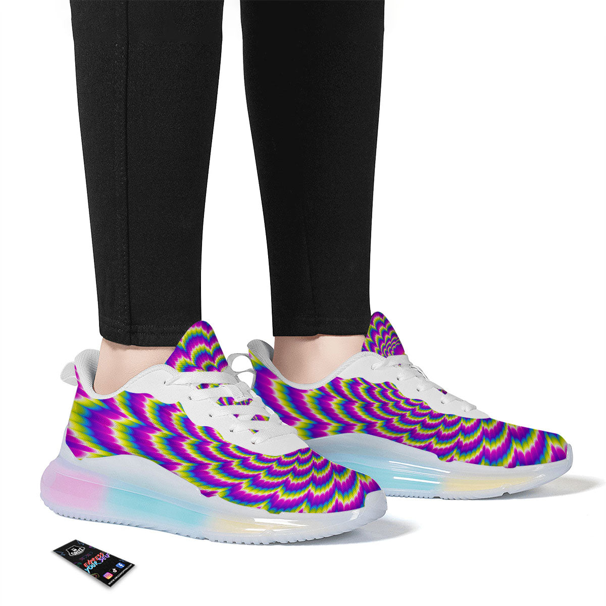Moving Optical Illusion Spiral Colors Running Sneakers-grizzshop