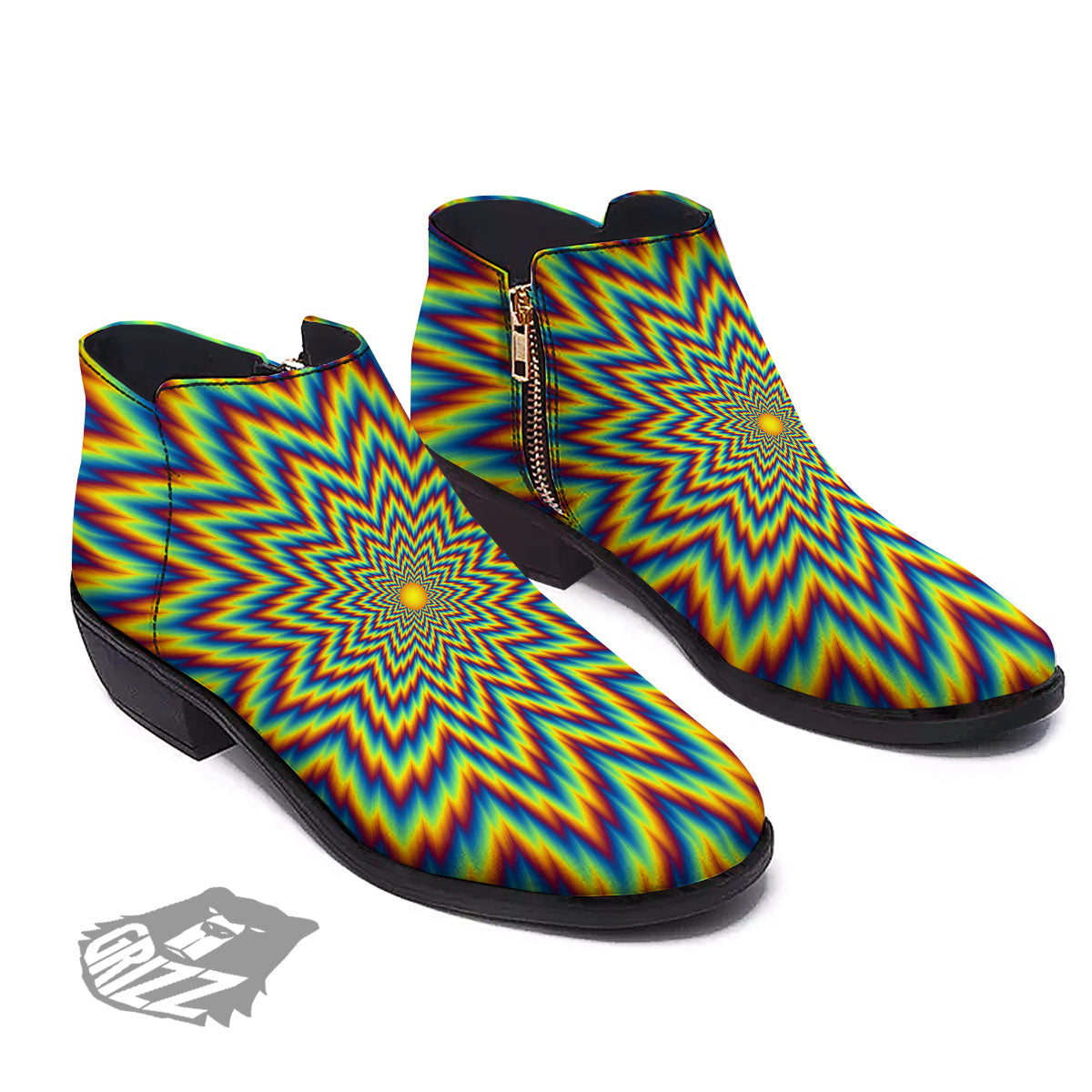 Moving Optical Illusion Spiral Expansion Ankle Boots-grizzshop