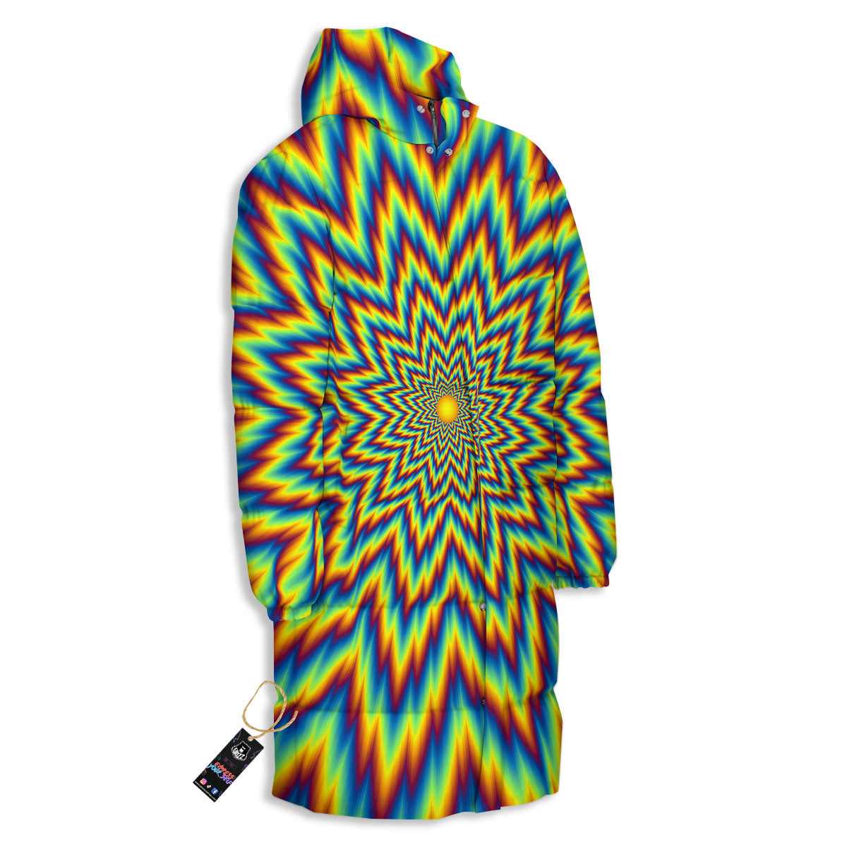 Moving Optical Illusion Spiral Expansion Long Down Jacket-grizzshop