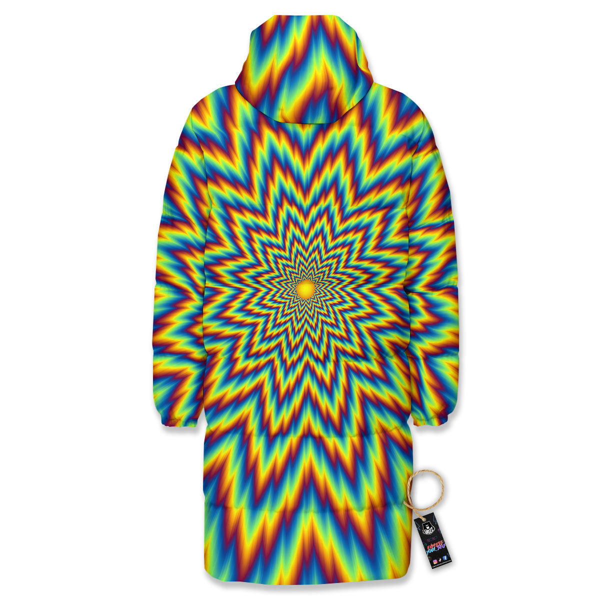 Moving Optical Illusion Spiral Expansion Long Down Jacket-grizzshop