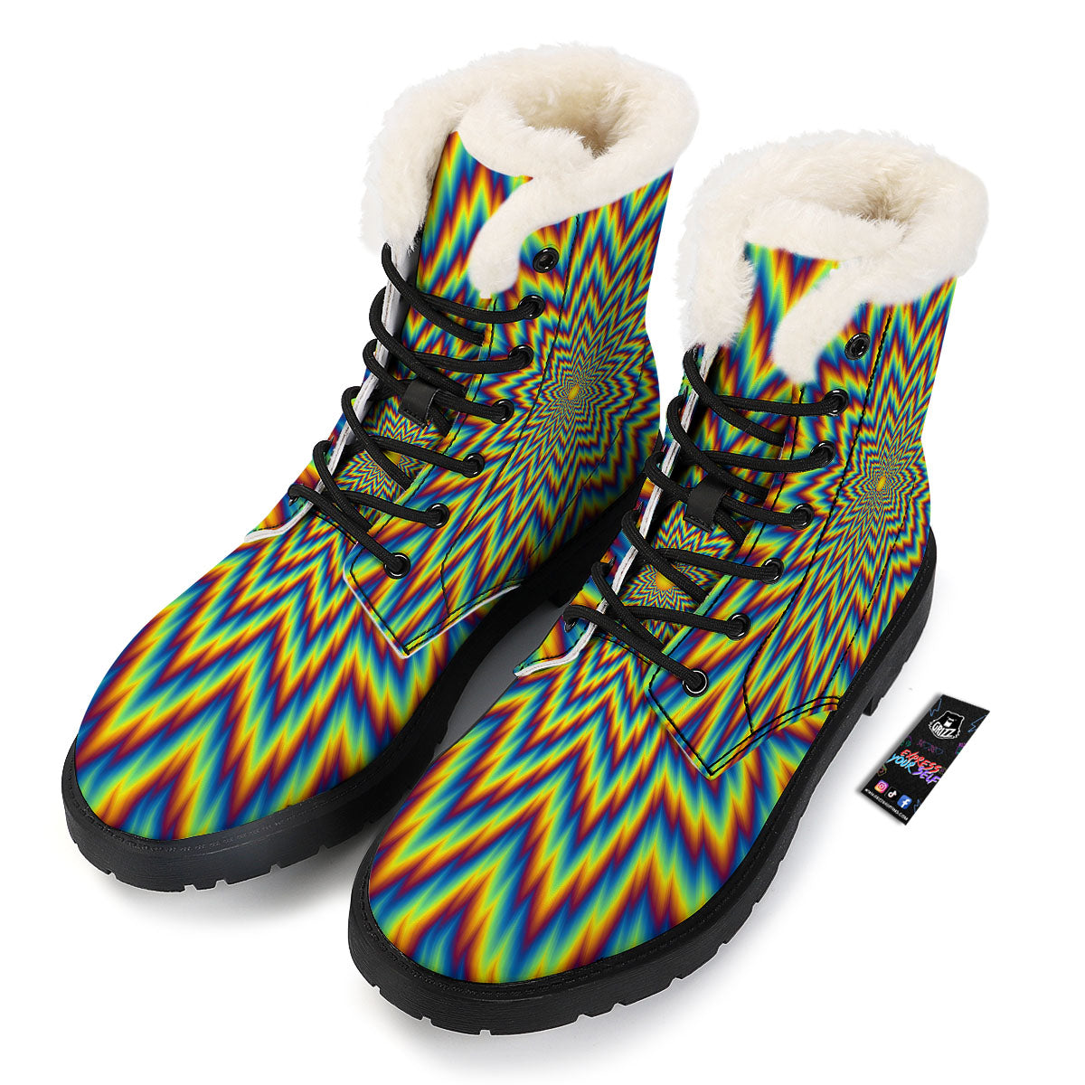 Moving Optical Illusion Spiral Expansion Winter Boots-grizzshop