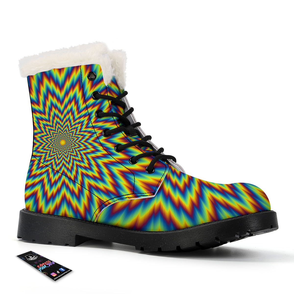Moving Optical Illusion Spiral Expansion Winter Boots-grizzshop