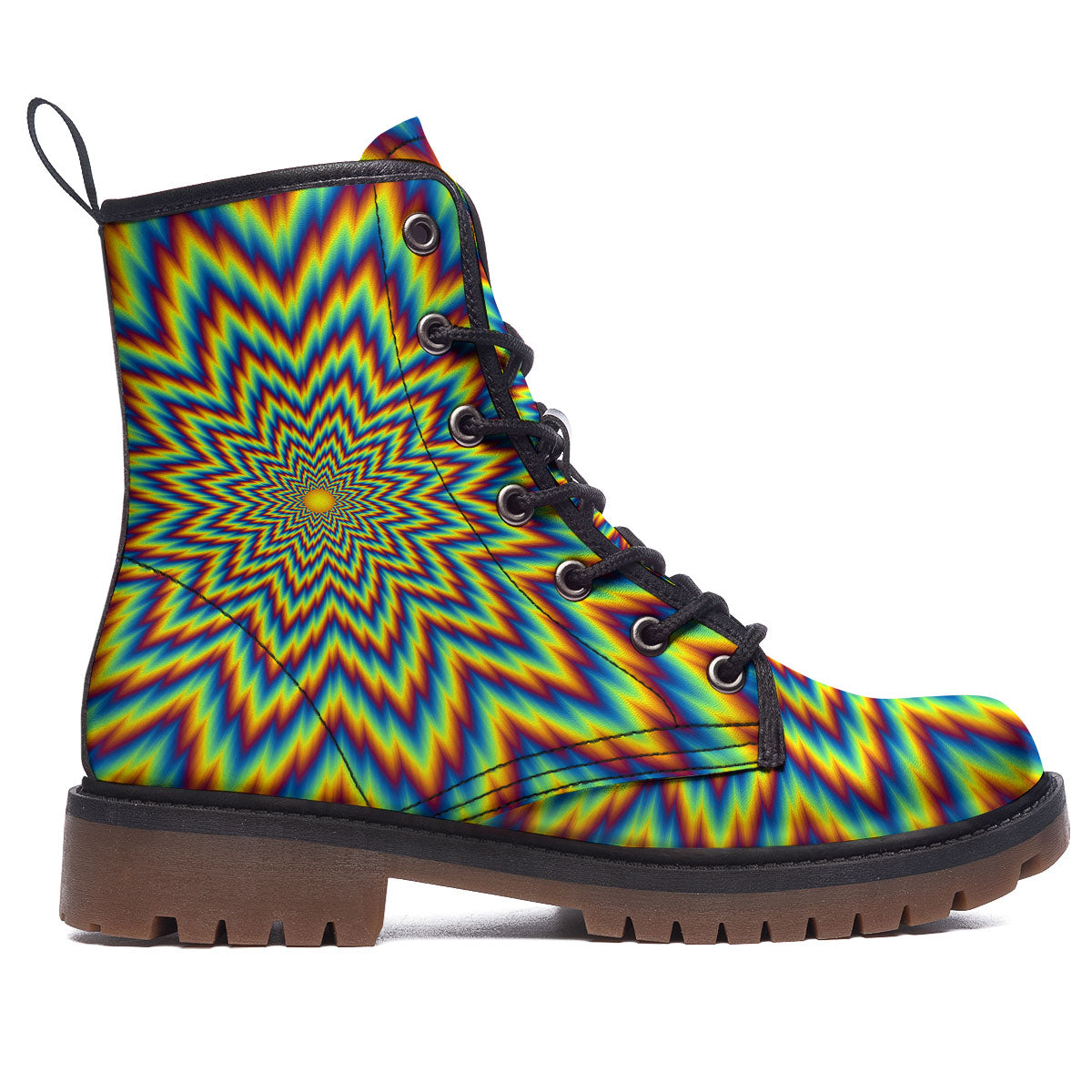 Moving Optical Illusion Spiral Expansion Work Boots-grizzshop