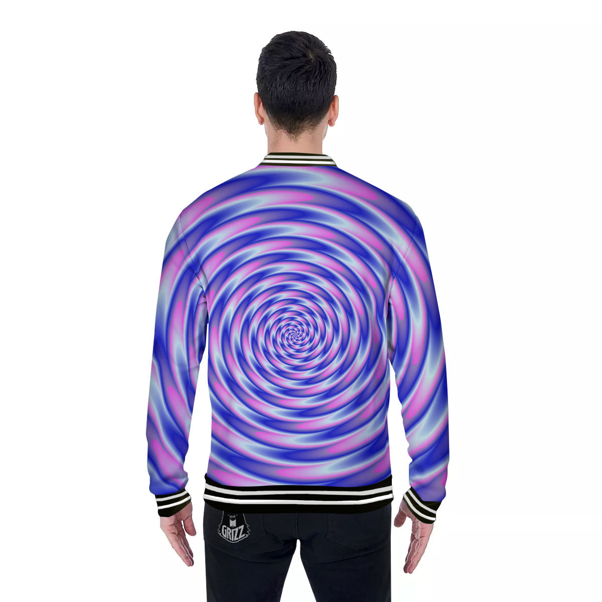 Moving Optical Illusion Twisted Colors Baseball Jacket-grizzshop