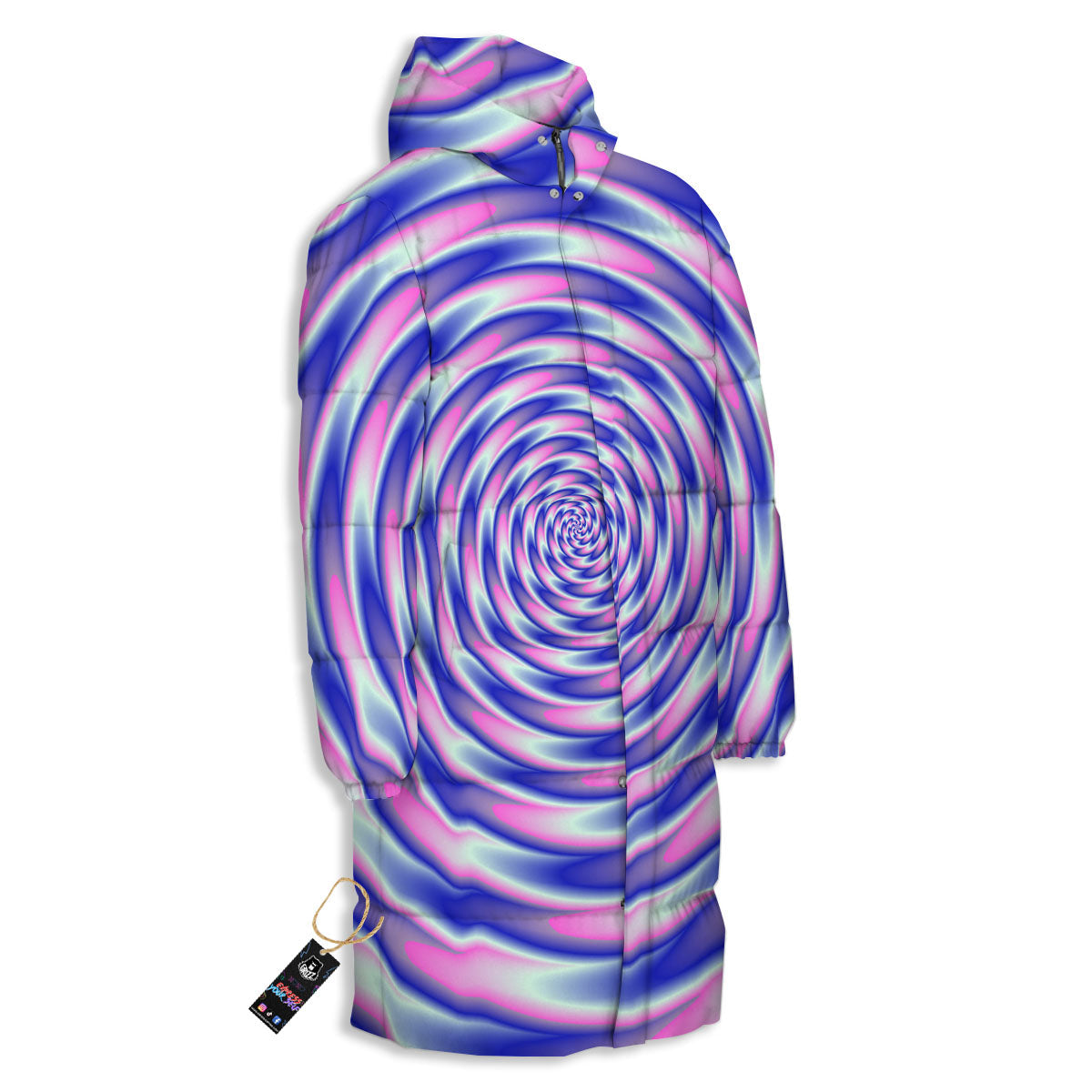 Moving Optical Illusion Twisted Colors Long Down Jacket-grizzshop