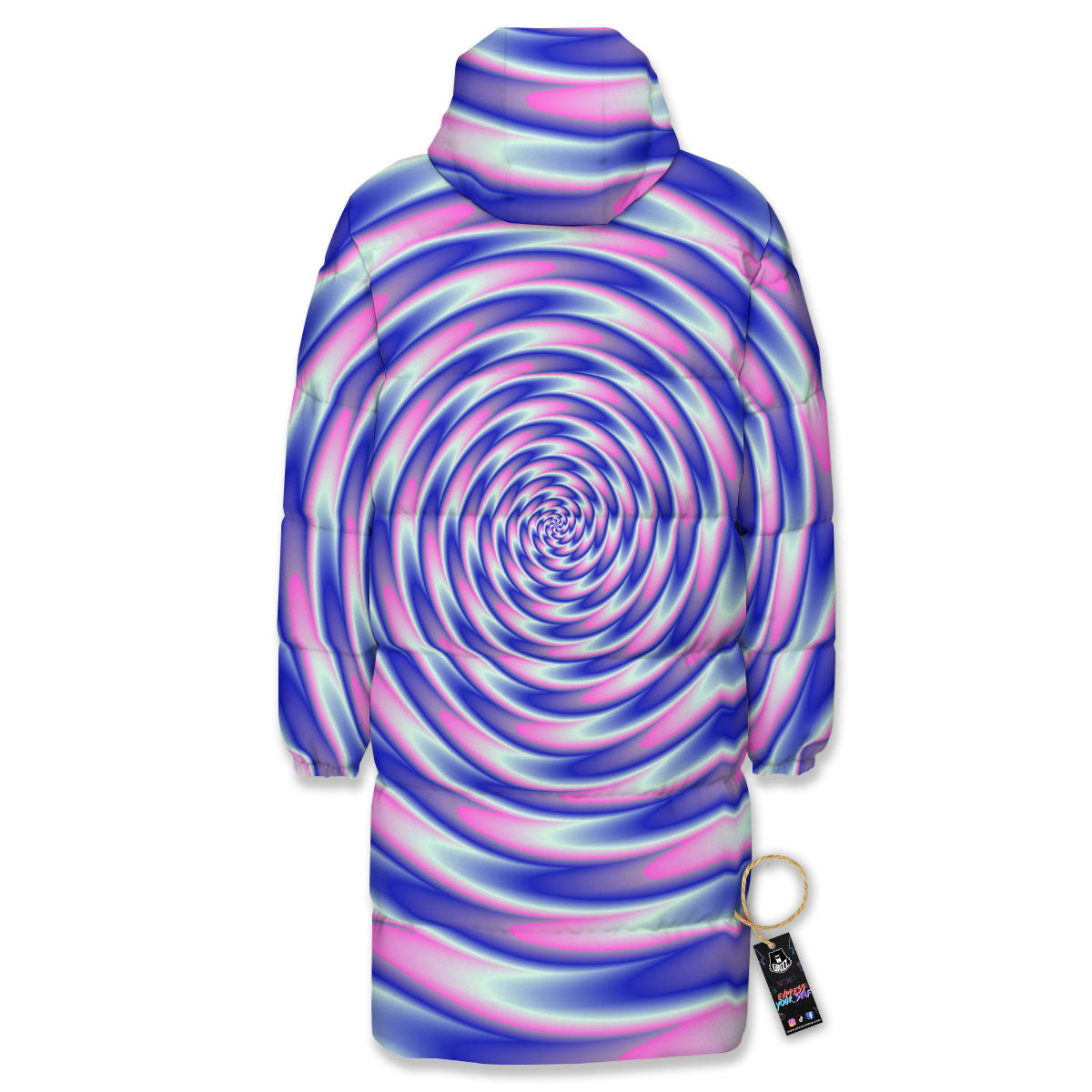 Moving Optical Illusion Twisted Colors Long Down Jacket-grizzshop