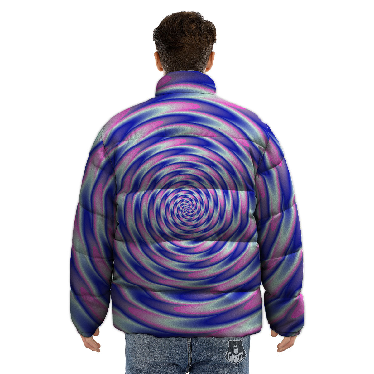 Moving Optical Illusion Twisted Colors Puffer Jacket-grizzshop