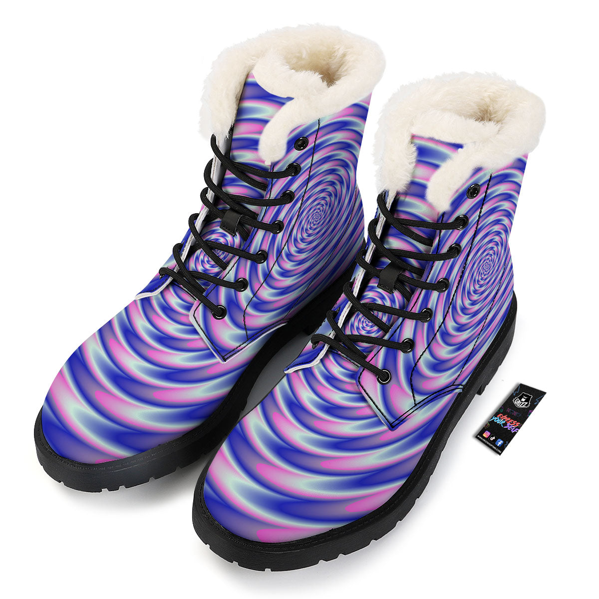 Moving Optical Illusion Twisted Colors Winter Boots-grizzshop