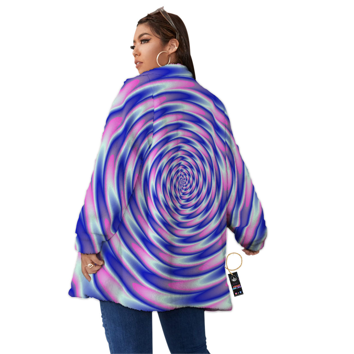 Moving Optical Illusion Twisted Colors Women's Sherpa Jacket-grizzshop