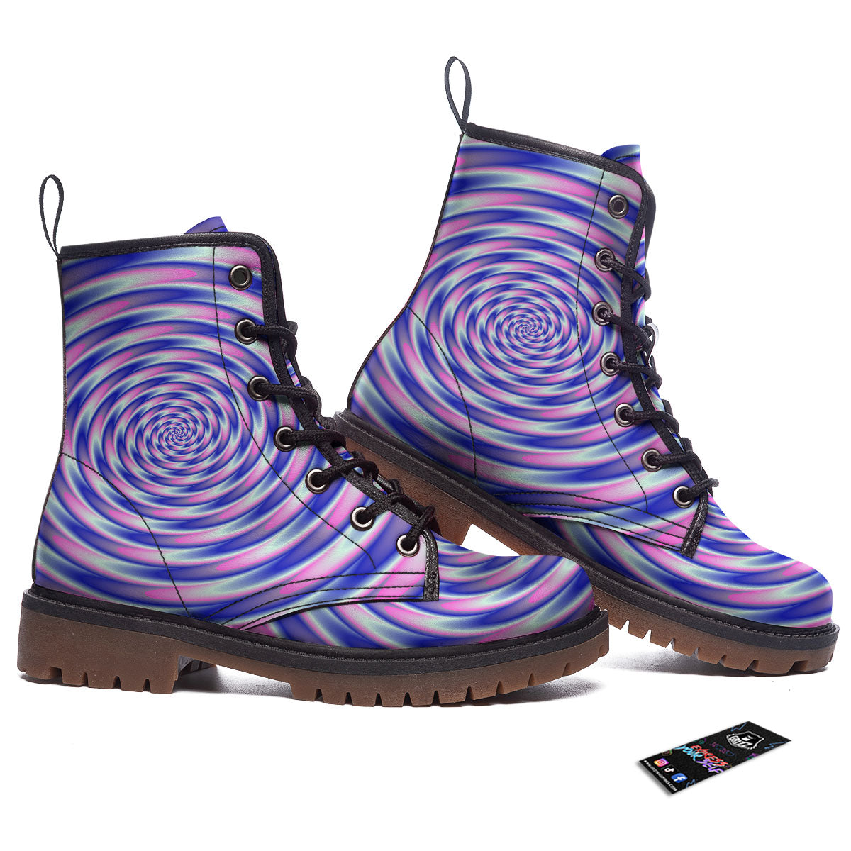 Moving Optical Illusion Twisted Colors Work Boots-grizzshop