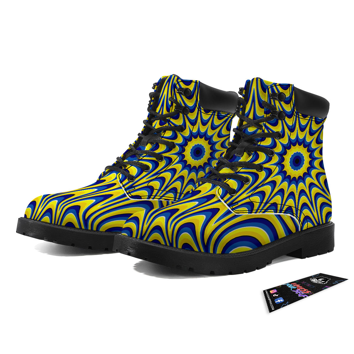 Moving Optical Yellow Dizzy Illusion Boots-grizzshop