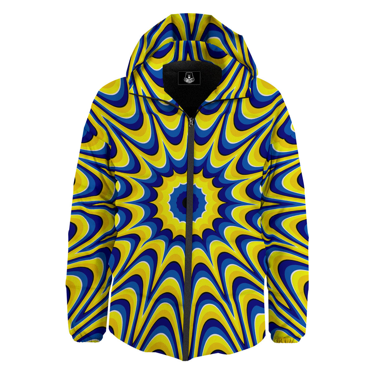 Moving Optical Yellow Dizzy Illusion Down Jacket-grizzshop