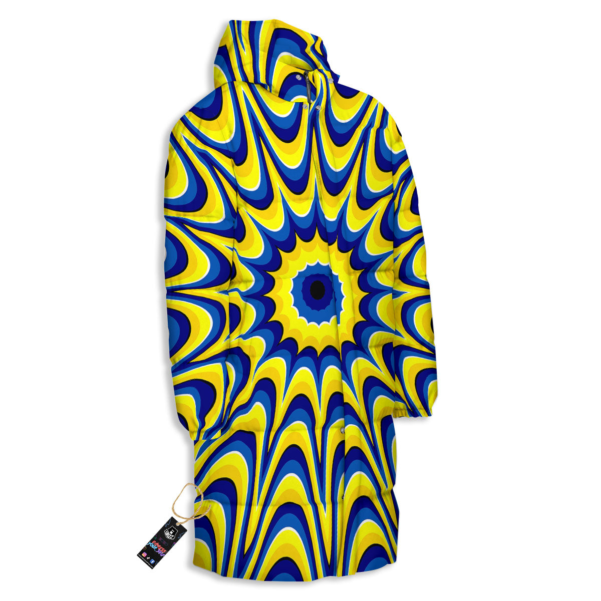 Moving Optical Yellow Dizzy Illusion Long Down Jacket-grizzshop