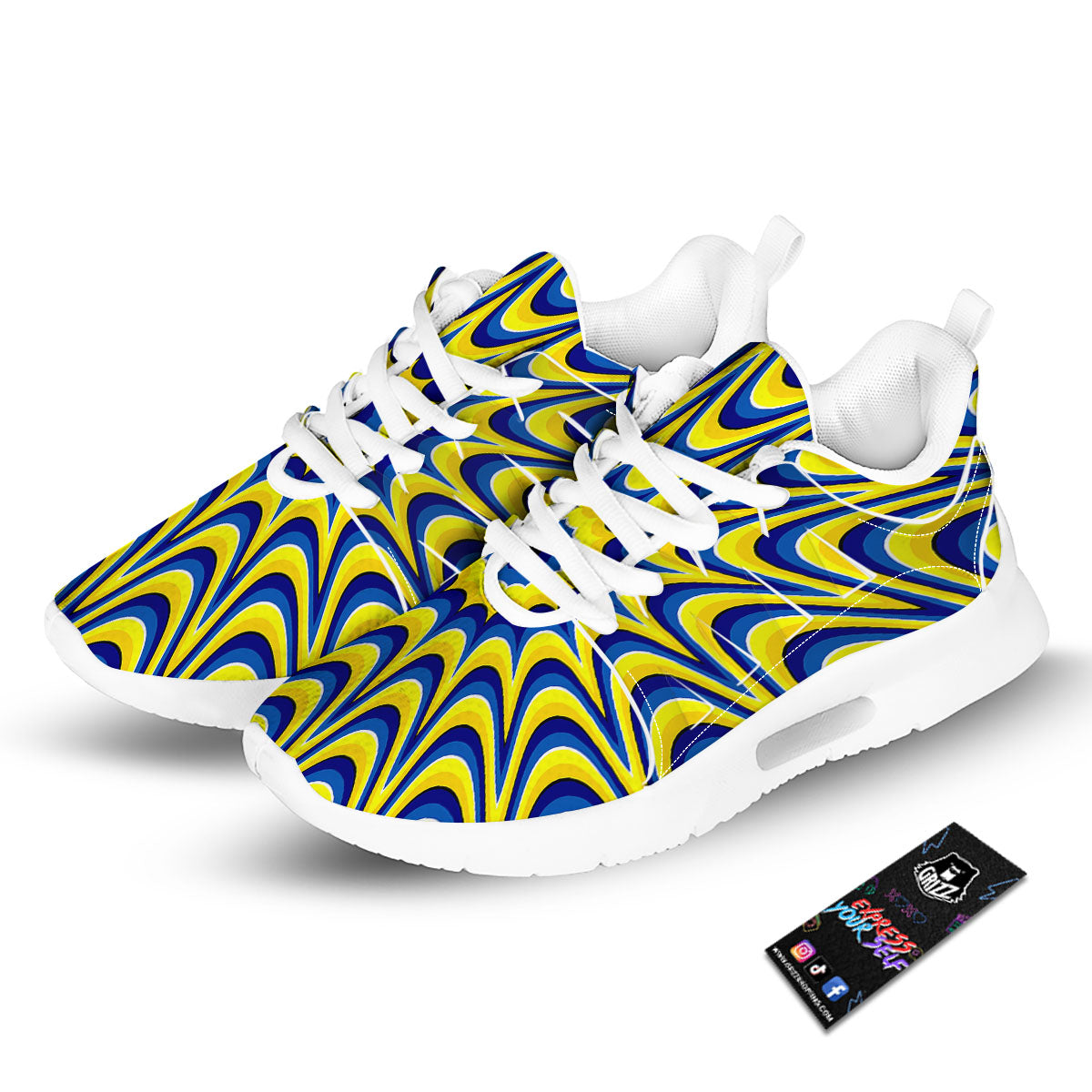 Moving Optical Yellow Dizzy Illusion Tennis Shoes-grizzshop