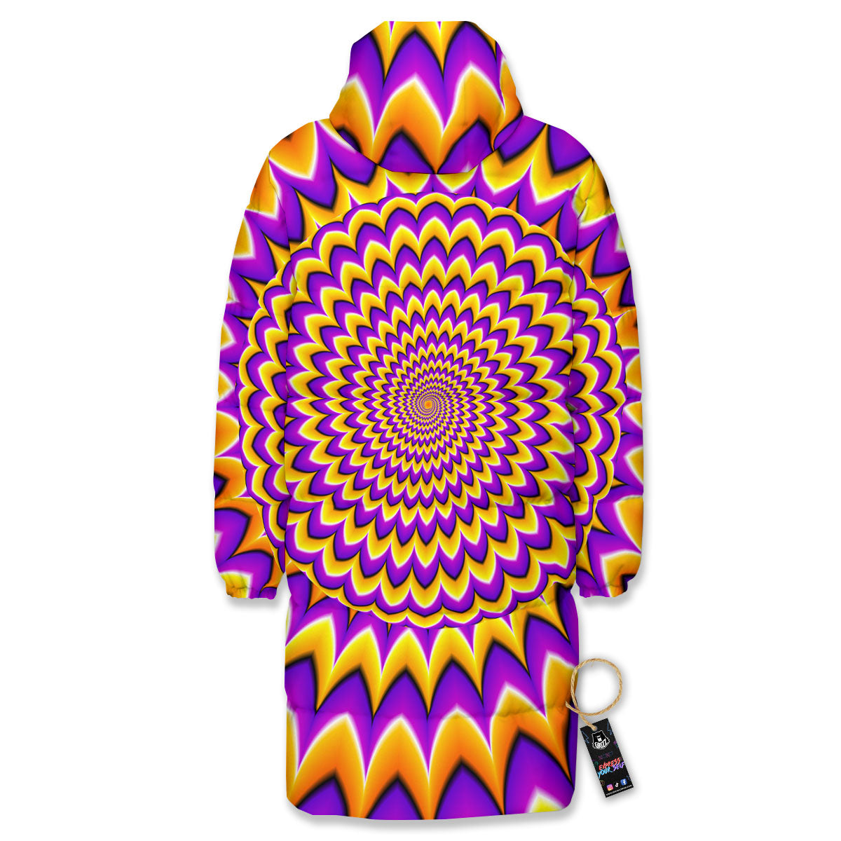 Moving Optical Yellow Expansion Illusion Long Down Jacket-grizzshop