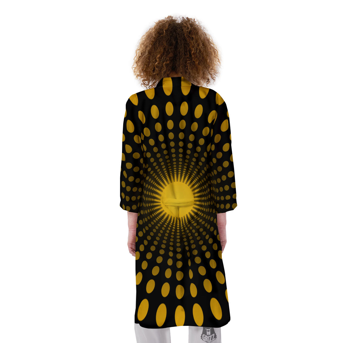 Moving Optical Yellow Explosion Illusion Kimono-grizzshop