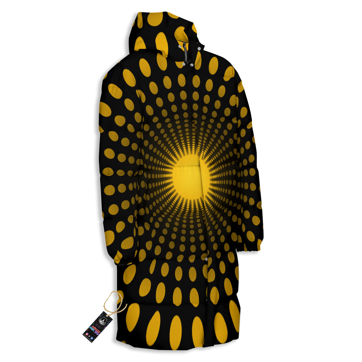 Moving Optical Yellow Explosion Illusion Long Down Jacket-grizzshop