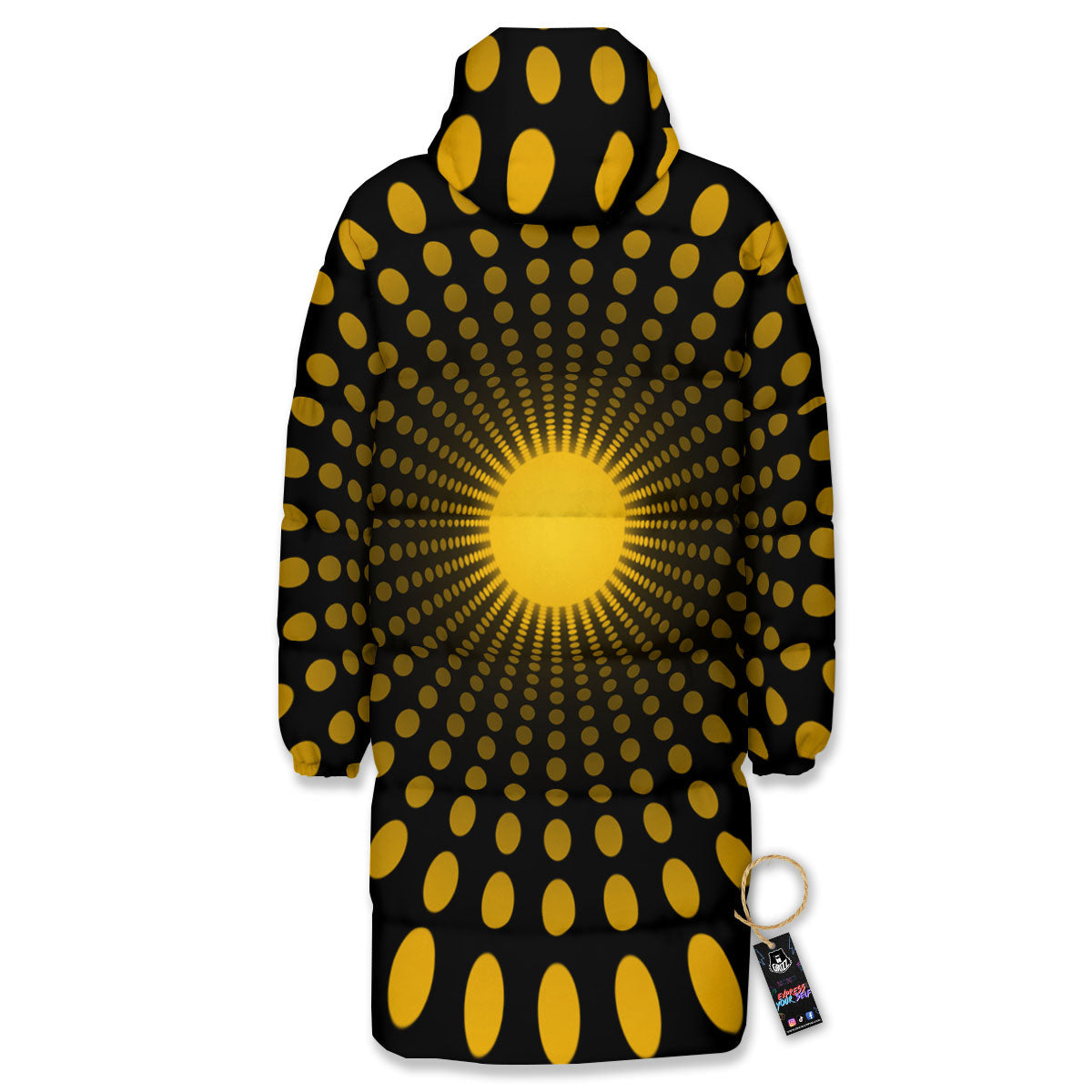 Moving Optical Yellow Explosion Illusion Long Down Jacket-grizzshop