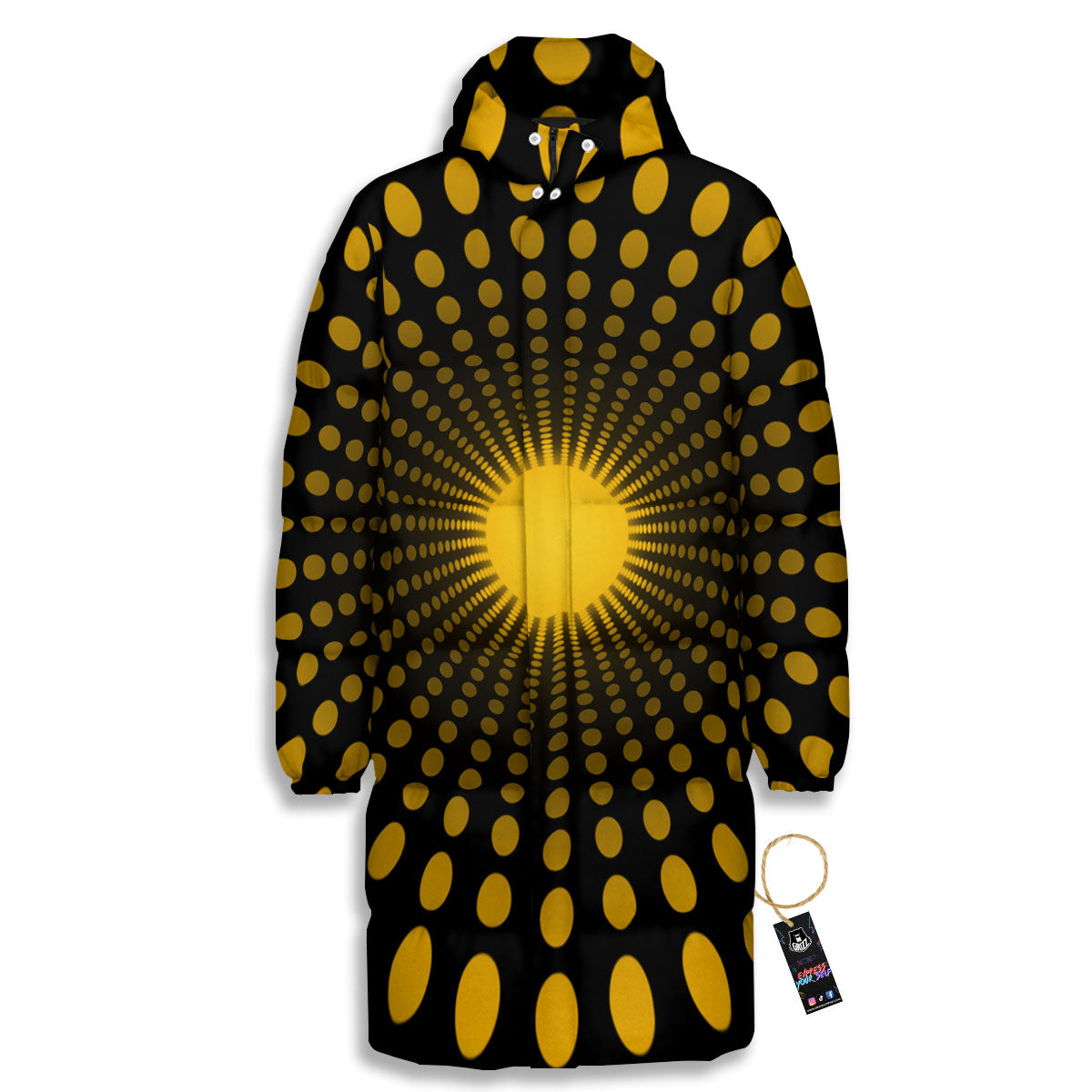 Moving Optical Yellow Explosion Illusion Long Down Jacket-grizzshop