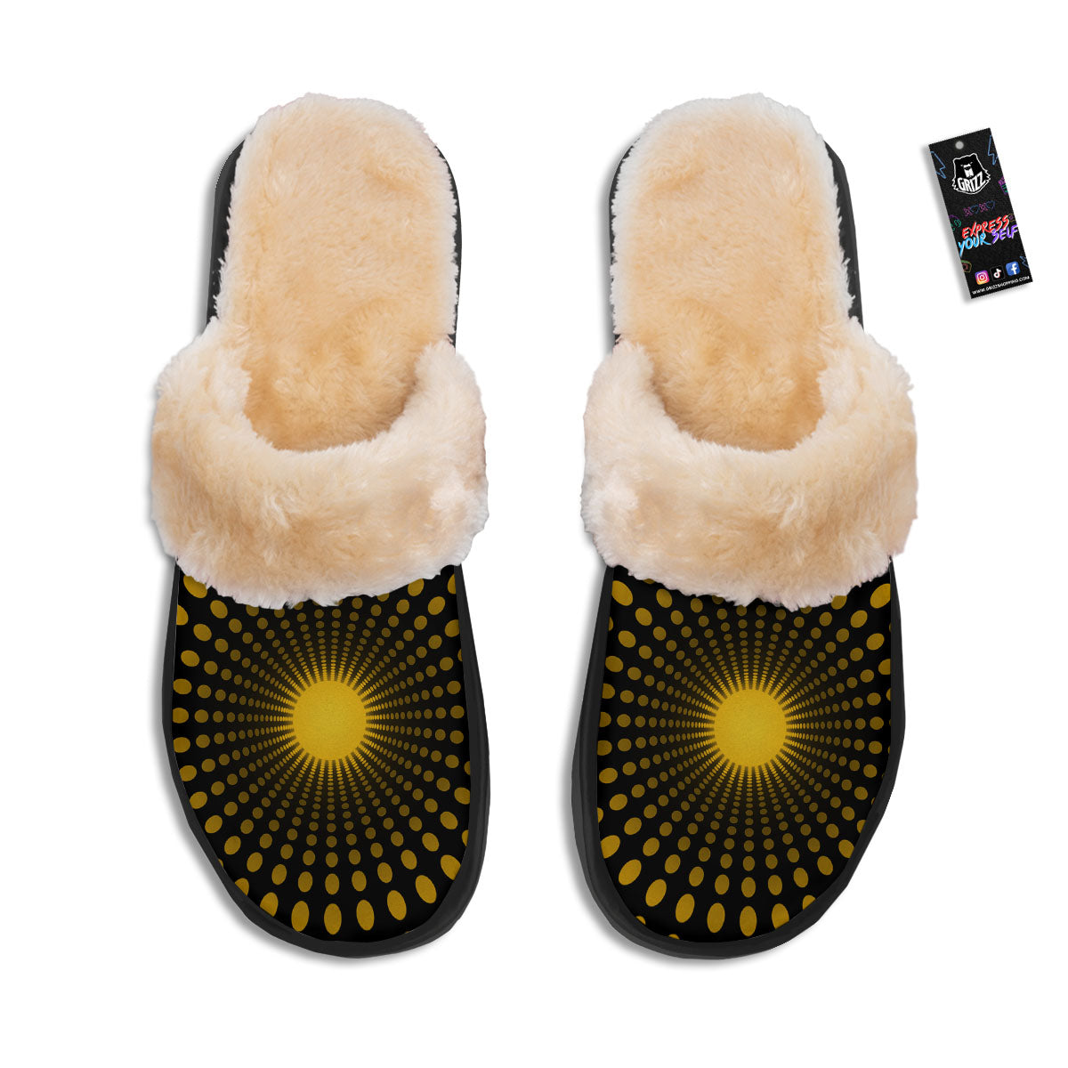 Moving Optical Yellow Explosion Illusion Slippers-grizzshop