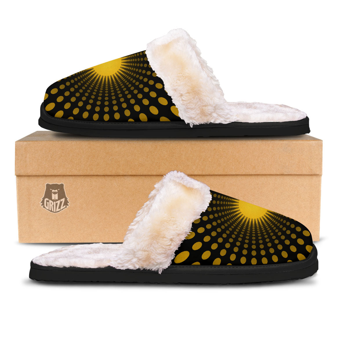 Moving Optical Yellow Explosion Illusion Slippers-grizzshop