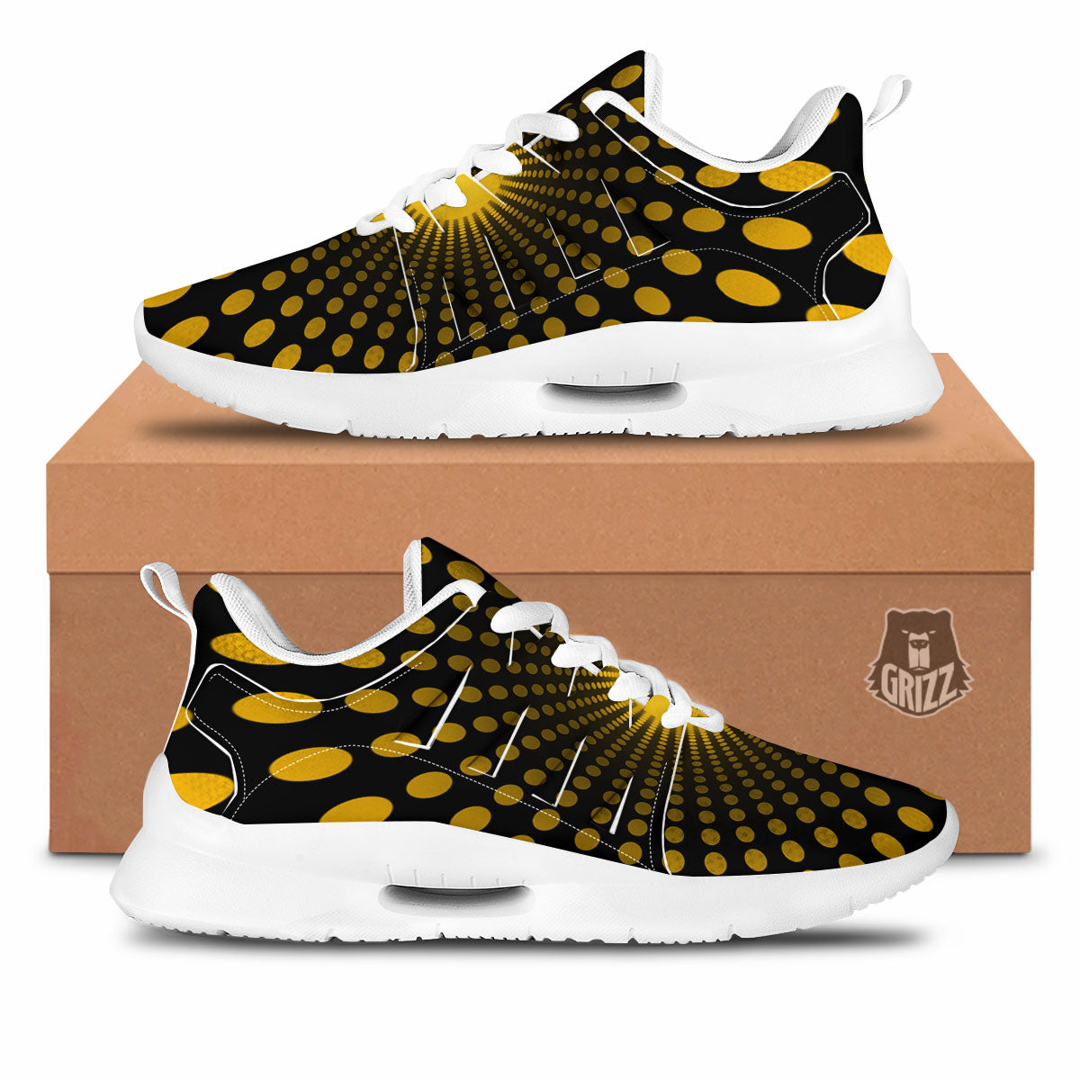 Moving Optical Yellow Explosion Illusion Tennis Shoes-grizzshop